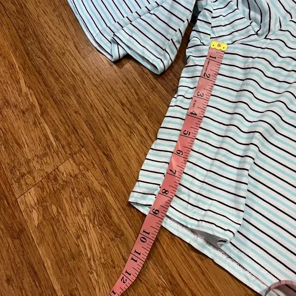 Like New. Carole Hochman Aqua Blue Tank & Blue White Striped Shorts Pajama Set. - Picture 12 of 14